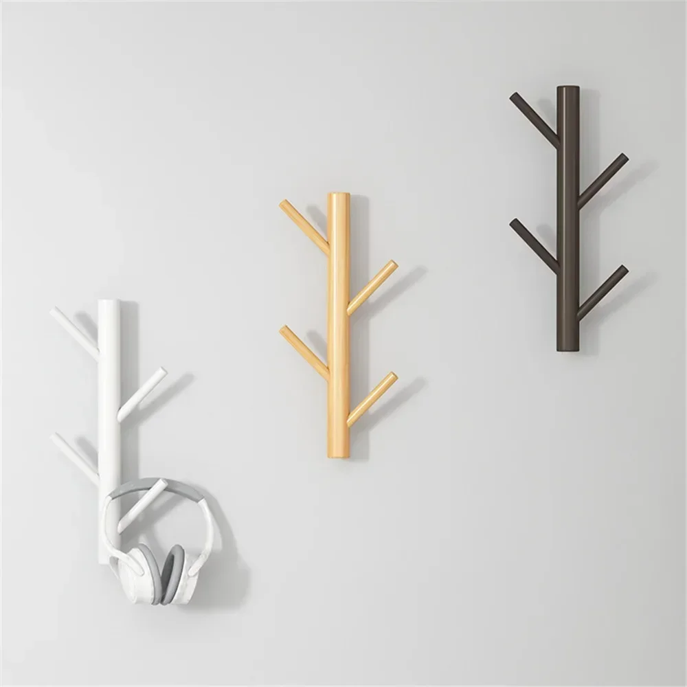 4/6 Hooks Wall Mount Clothing Rack Coat Hanger Branches Natural Pine Hook Handbag Cap Holder Living Room Decoration Wall Shelves