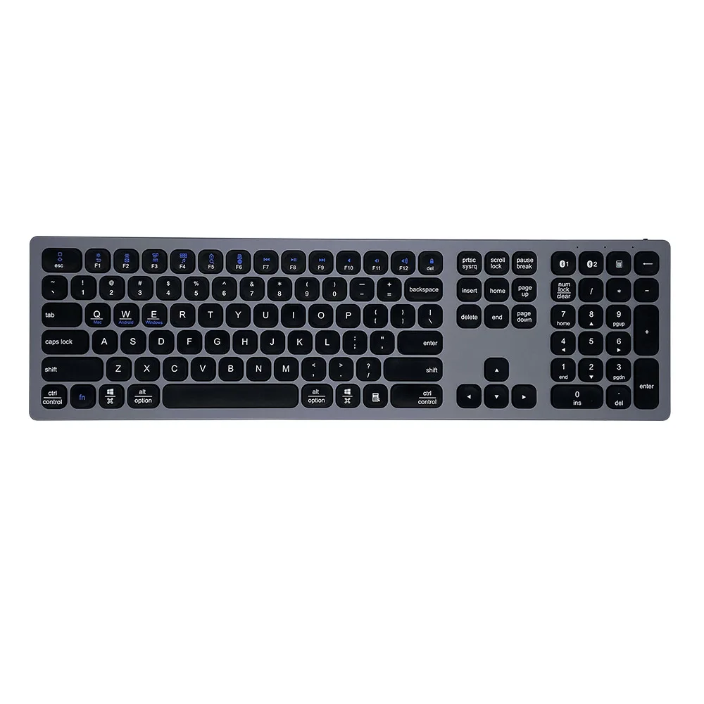 For BT 3.0 5.0 Keyboard Multi-Device Rechargeable Keyboard Aluminum Wireless Type-C Rechargeable Keyboard 110 keys