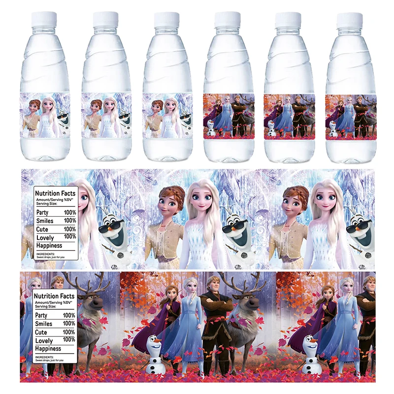 Stiker Frozen Elsa dekorasi pesta ulang tahun cetak kartun stiker botol Frozen cangkir jus botol beku label dekorasi bungkus