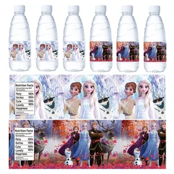 Pegatina de Elsa de Frozen para decoración de fiesta de cumpleaños, etiqueta con estampado de dibujos animados para botella de Frozen, taza de jugo, envoltorios