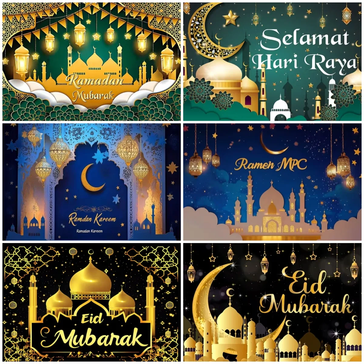 

Eid Mubarak Theme Party Decorations Backdrop Moon Star Castle Ramadan Banner For Home Islamic Muslim Background Photography Prop