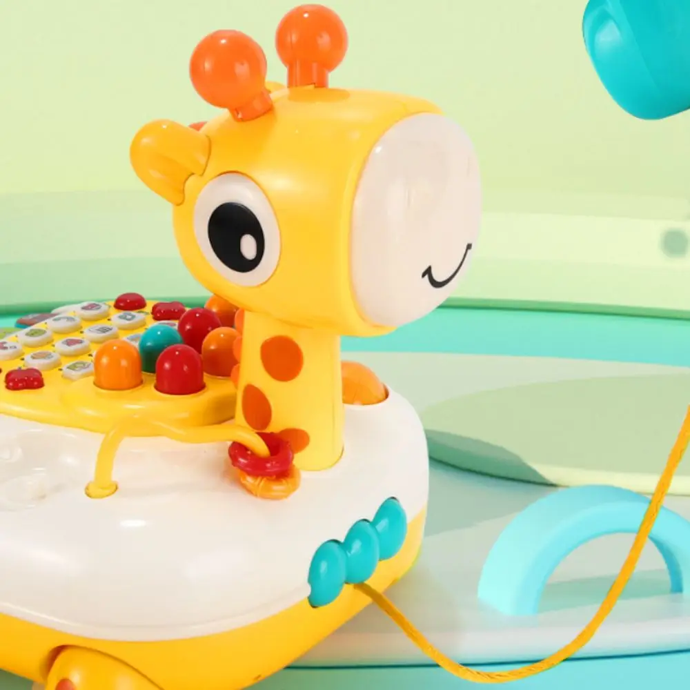 Coche de juguete de teléfono de alce con ruedas, juguetes de teléfono emulados whack-a-mole, simulación de educación temprana multifunción, teléfono fijo