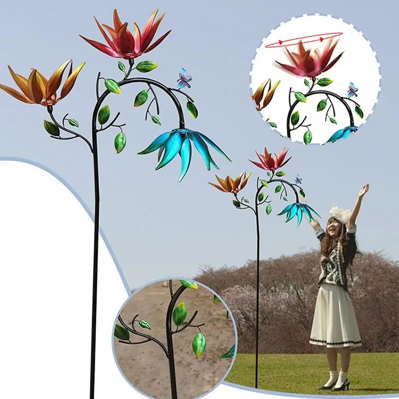 

Sunflower Wind Spinners for Yard Sunflower Metal Wind Sculpture Colorful Modern Garden Decorations Cute Wind Sculpture for Court