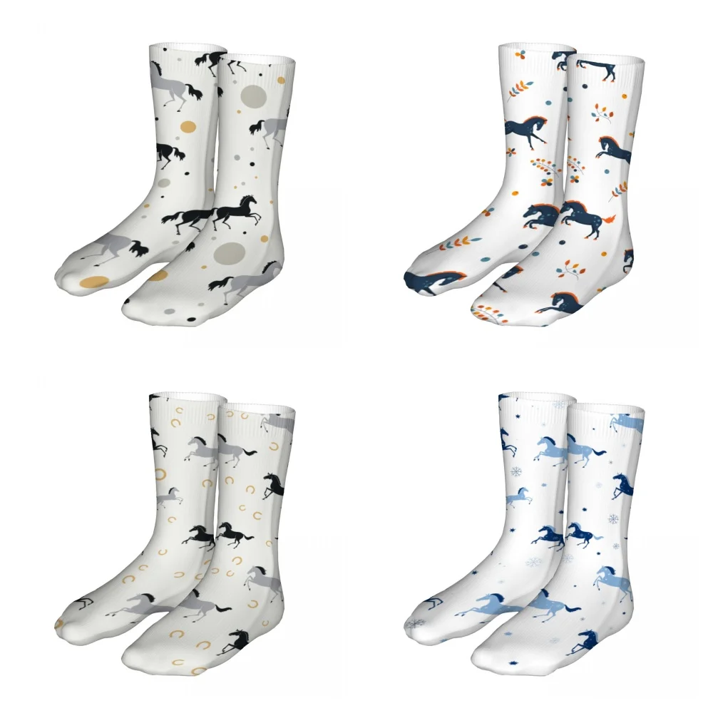 Funny Horse Pattern Mens Womens Funny Crew Socks Cool 3D Printed Design Socks Fashion Comfortable Basketball Socks