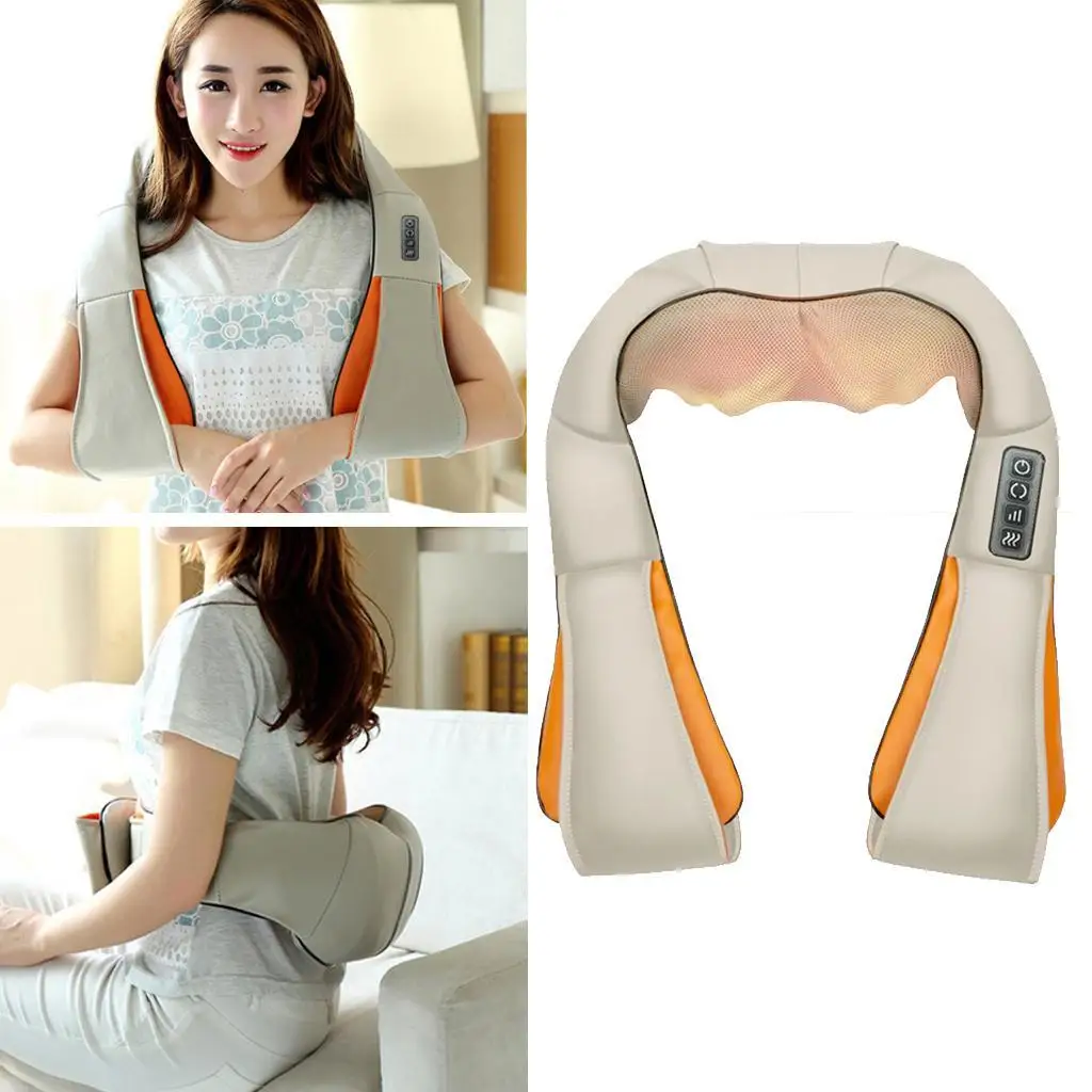 Home Car U Shape Electrical Shiatsu Back Neck Shoulder Body Massager Infrared Heated Kneading Car/Home Massage EU Plug