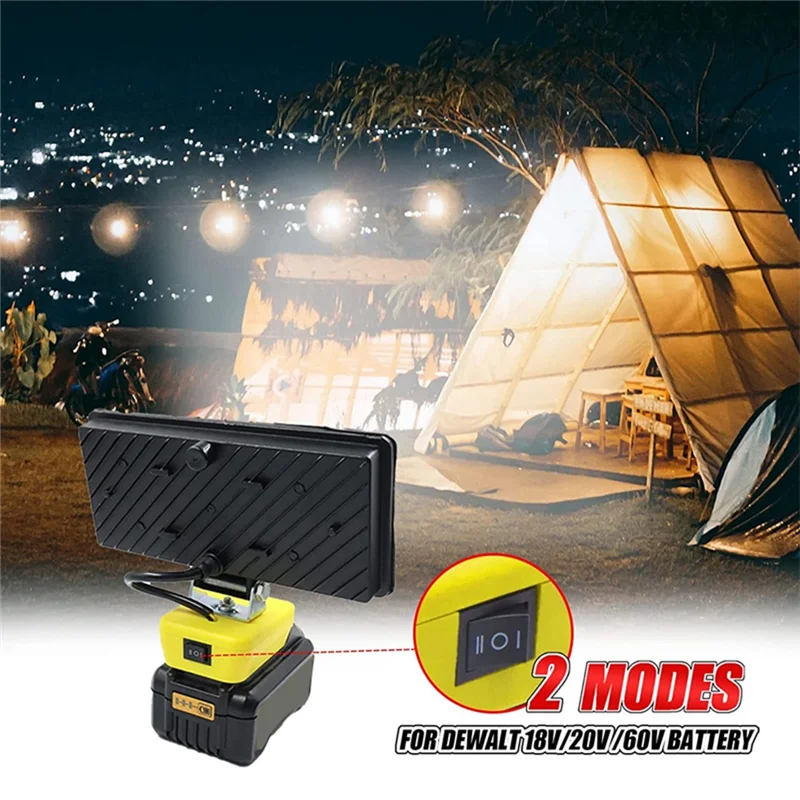 

A33Z-1 Piece 8 Inch Cordless LED Work Light Black & Yellow Plastic For 18V 20V Lithium Battery 2 Modes