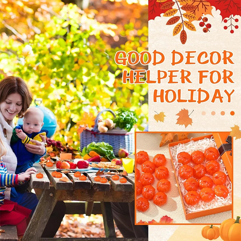 20/30 Stück Mini-Kürbis-Kunststoff, künstliches Gemüse für Ernte, Herbst, Party, Heimdekoration, Weihnachten, Esstisch, Mitteldekoration – Detail 6