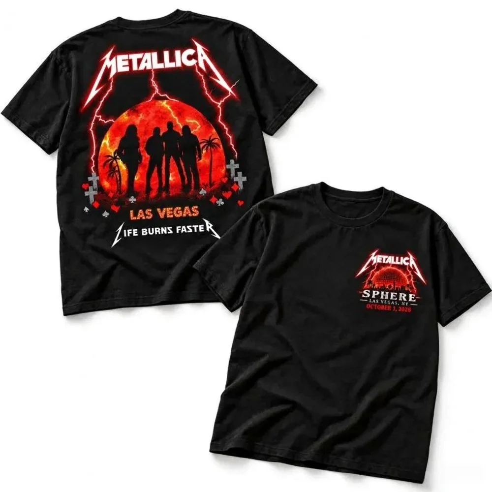 Metallica Life Burns Faster Vegas Nevada United States on 2026 Merch Venue Event Exclusive Y2k Fashion Unisex T-shirt