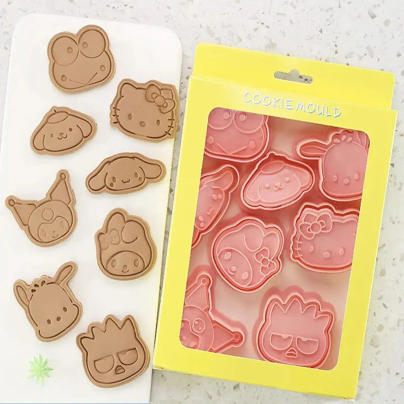 

8pcs/set Sanrio Baking Mold Hello Kitty Kuromi Cinnamonroll Anime Figure DIY Mold Applicable Biscuit Ice Cubes Cake Styling Make