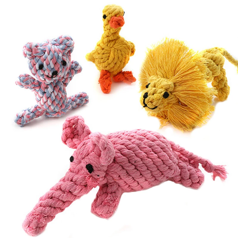 Dog Chew Toy Animals Knot Rope Ball Cotton Rope Toys Puppy Cleaning Teeth Durable Hand Braided Bite Resistant Pet Supplies