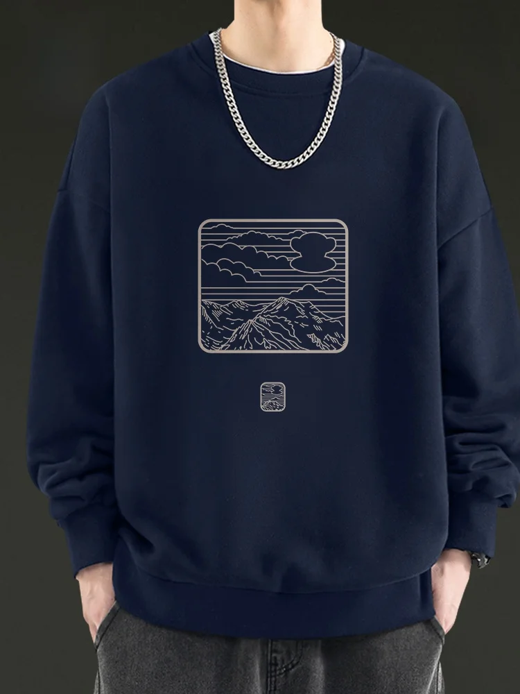 

Men's round Ne Sweatirt Thiened Lamb Velvet Winter Jaet Casual Comfortable Long Sve Printed Sweatirt