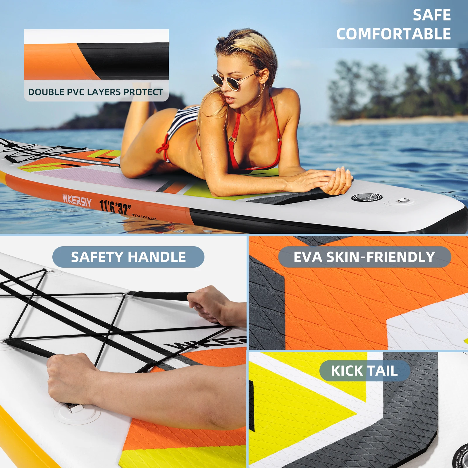 Waterproof  Extra Wide Inflatable Paddle Board 350*84*15cm Adult Standing Style Aquatic Fishing With Accessories SUP12-15SPI