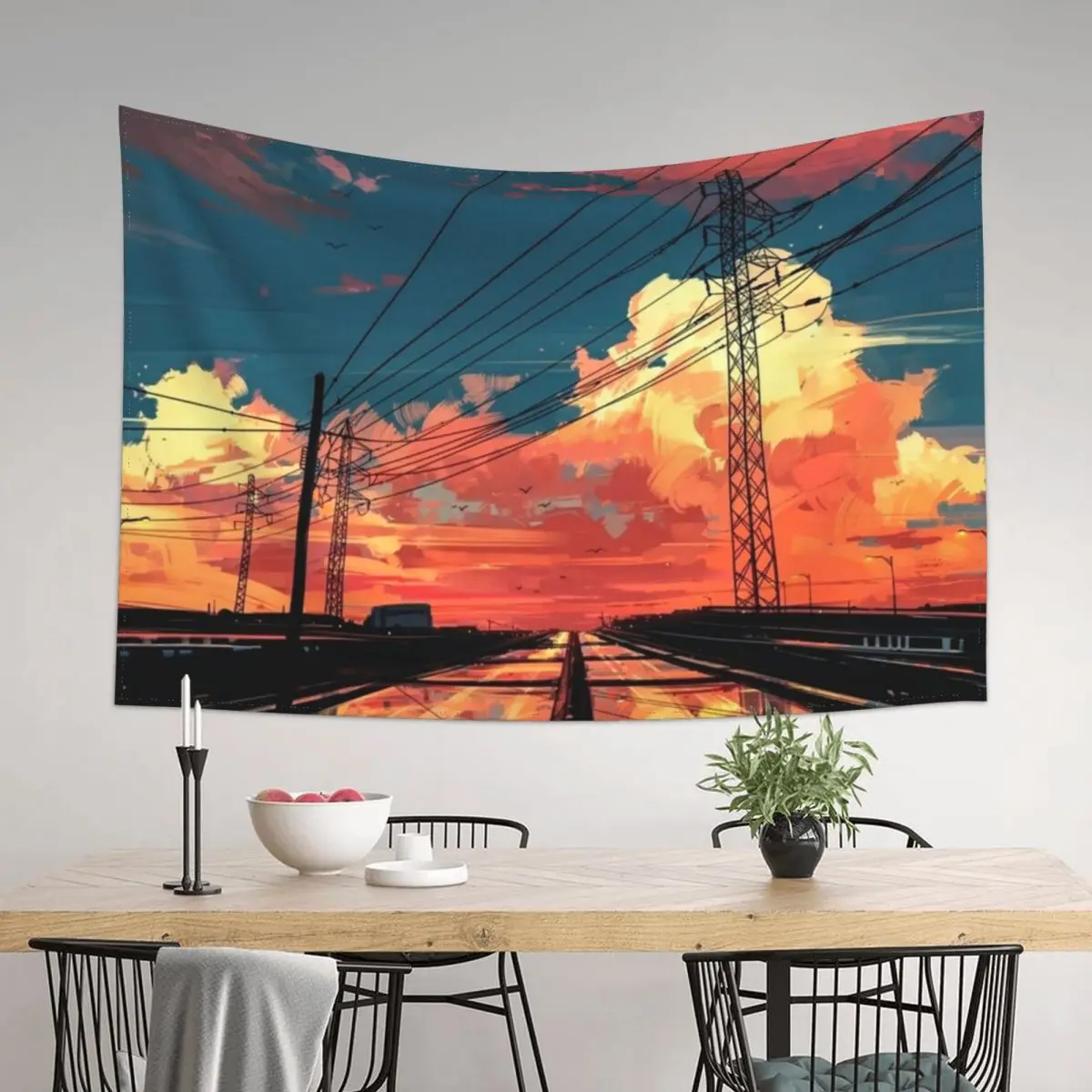

Anime Urban Sunset Tapestry Room Decor For Girls Wall Hanging Room Decorator Tapestry