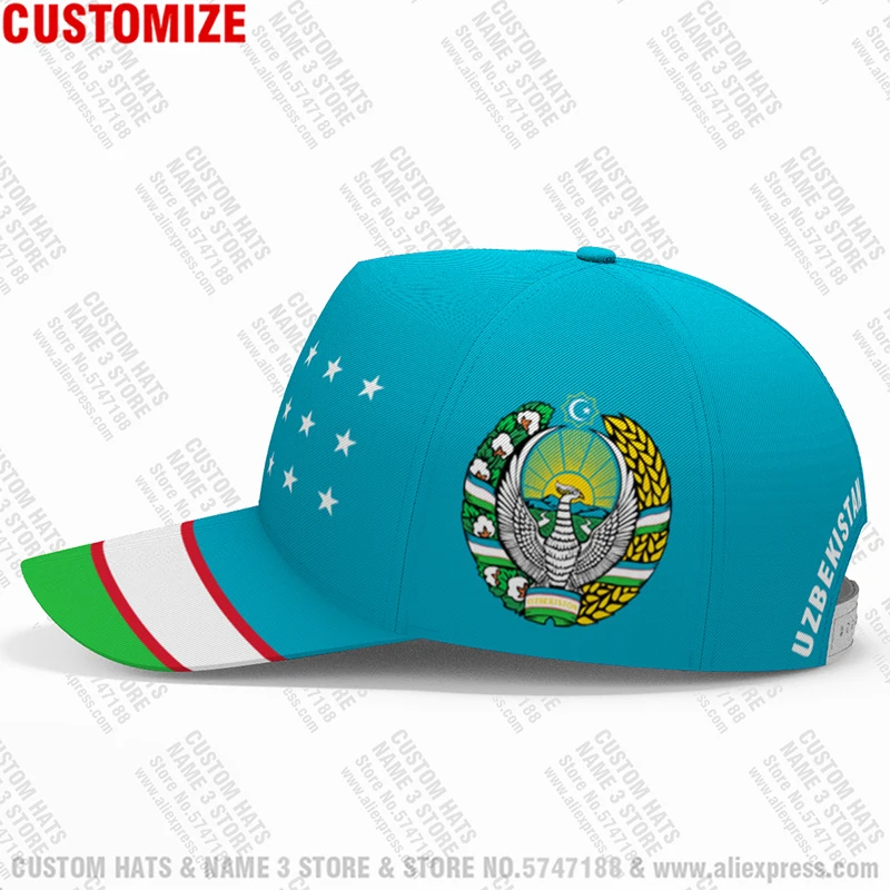 Uzbekistan male youth diy free custom made name number uzb casual hat nation flag uz ozbekiston uzbek country boy baseball cap