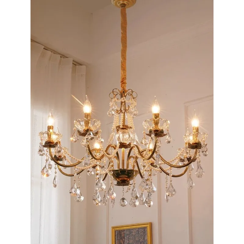 American Retro French Crystal Chandelier Mid-Century Luxury Style Palace Design for Living Room Bedroom Dining Room Hotel Decor