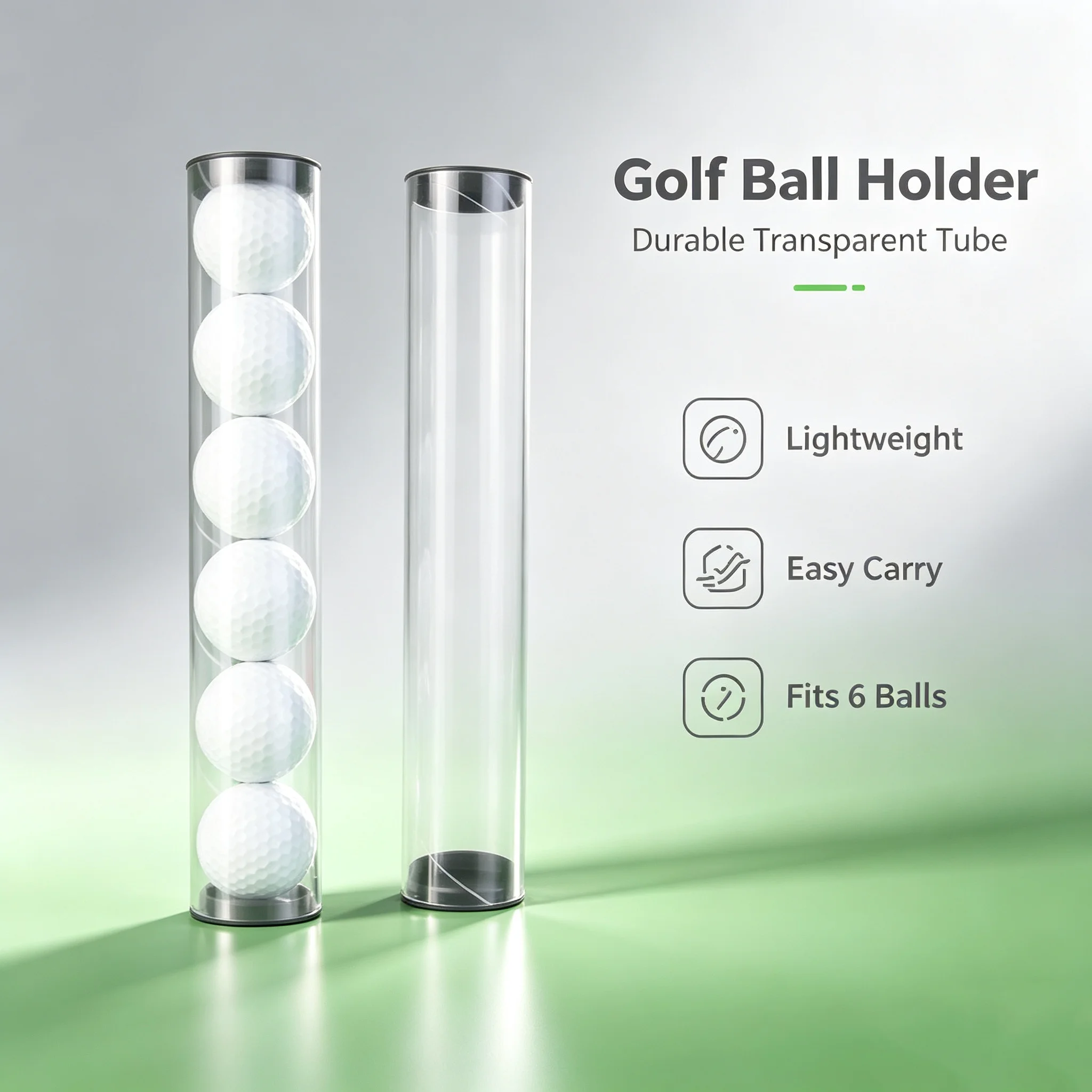 47mm Clear Plastic Golf Ball Tube Storage Holder Portable Round Carrier Outdoor Golf Sports Accessory