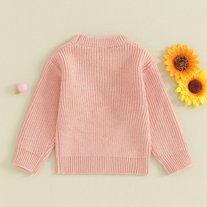 

Citgeett Autumn Kids Baby Girls Letter Embroidery Sweater Casual Long Sleeve Pullovers Tops Loose Fit Shirt Spring Clothes