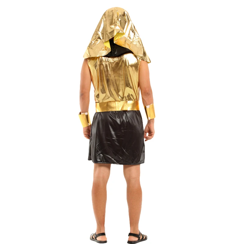 성인 남성과 여성의 이집트 파라오 패턴 타이다이 의류는 이국적이고 과장된 디자인 감각을 지닌 COS 소품입니다.