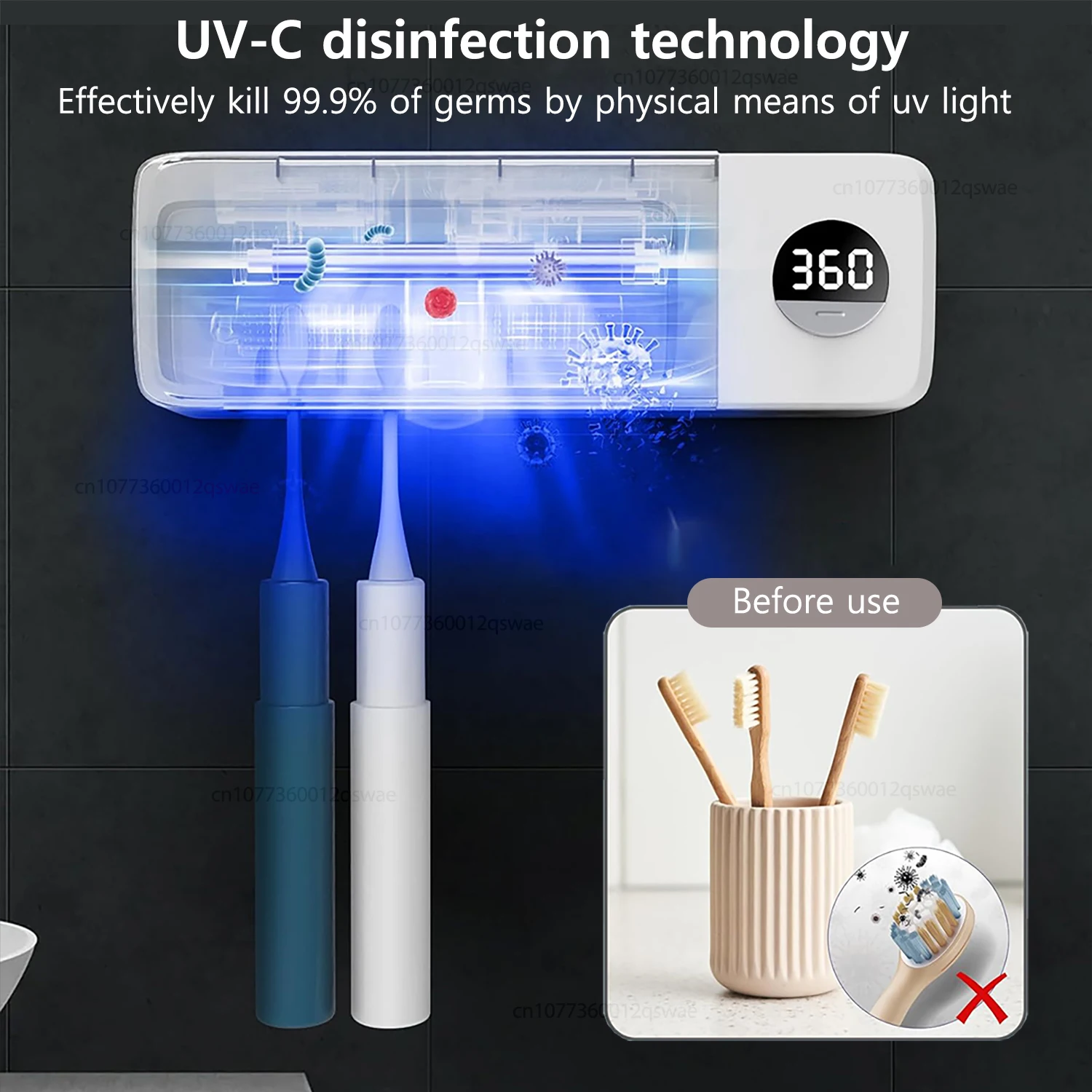 UV-Zahnbürstenhalter Elektrischer Zahnbürstenhalter Wandmontiert für 4 Fächer Intelligenter Zahnbürstenhalter – Detail 2