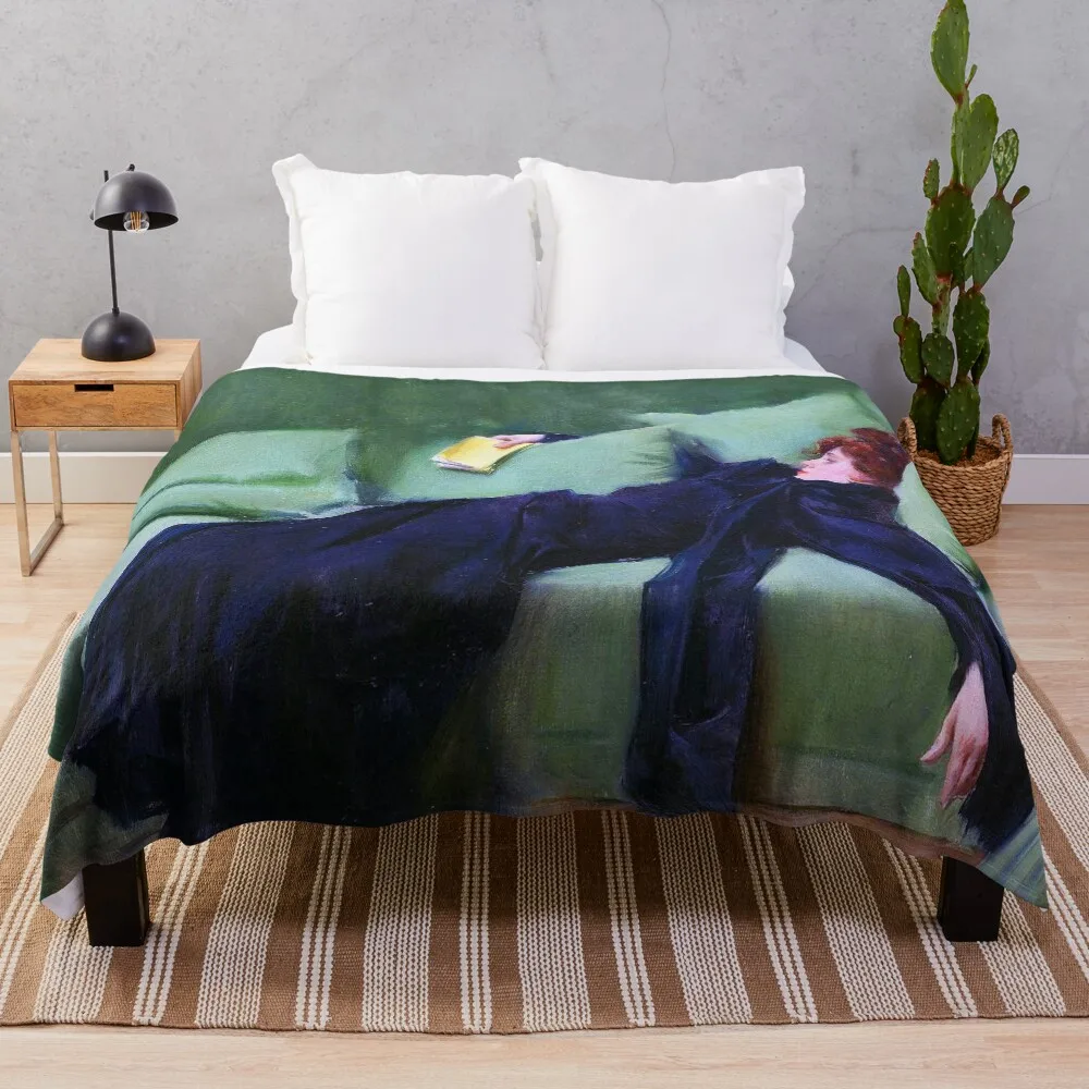 

Ramon Casas i Carbó - Decadent young woman After the dance Throw Blanket Warm Flannel Blanket for Couch Chair Bedroom