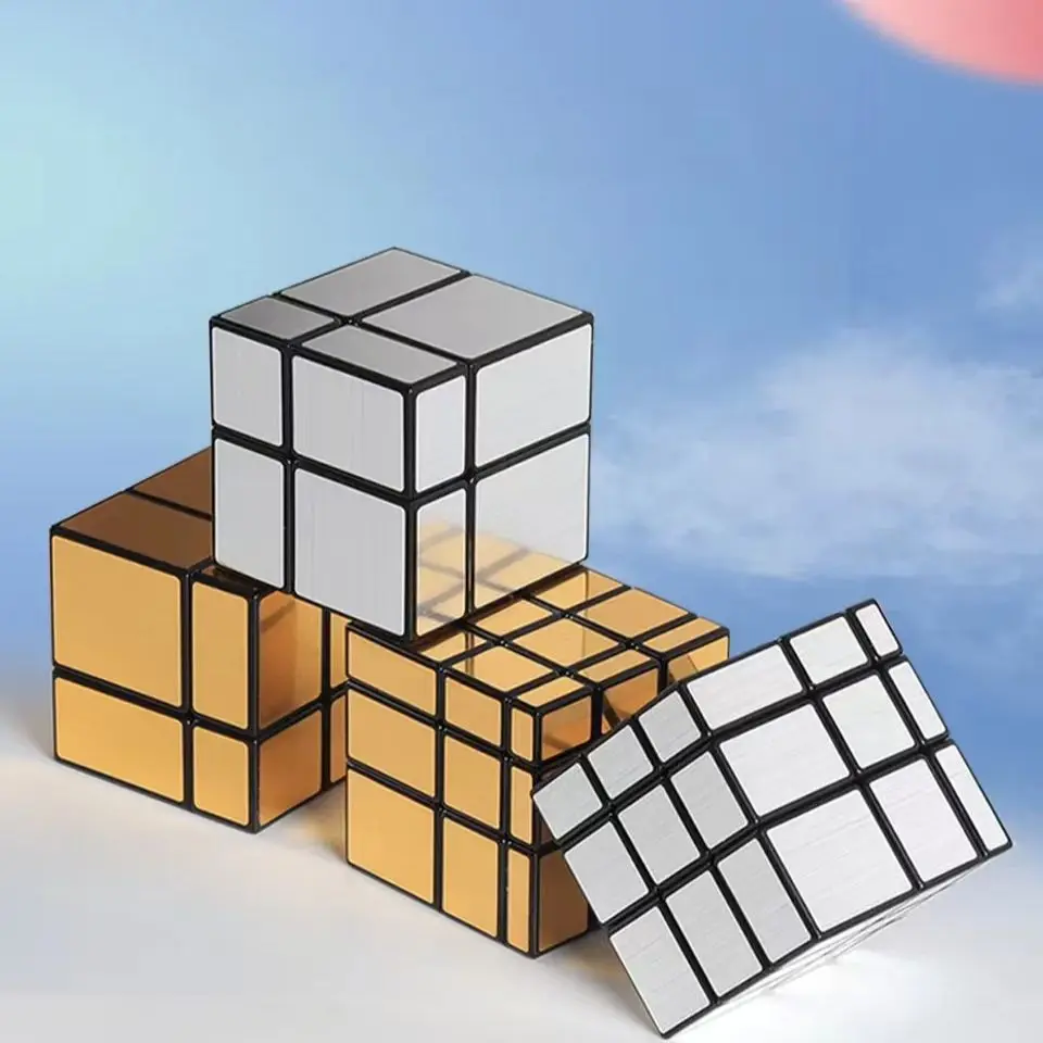 تشى يي 2x2x2 3x3x3 ماجيك مرآة مكعب الذهب الفضة المهنية مكعبات السرعة الألغاز مكعب السرعة ألعاب تعليمية للأطفال هدايا