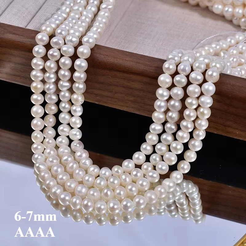 

6-7mm AAAA Top-Tier Blemish-Free Natural Freshwater Round White Pearl Loose Bead Jewelry Make DIY Necklace Bracelet Accessories