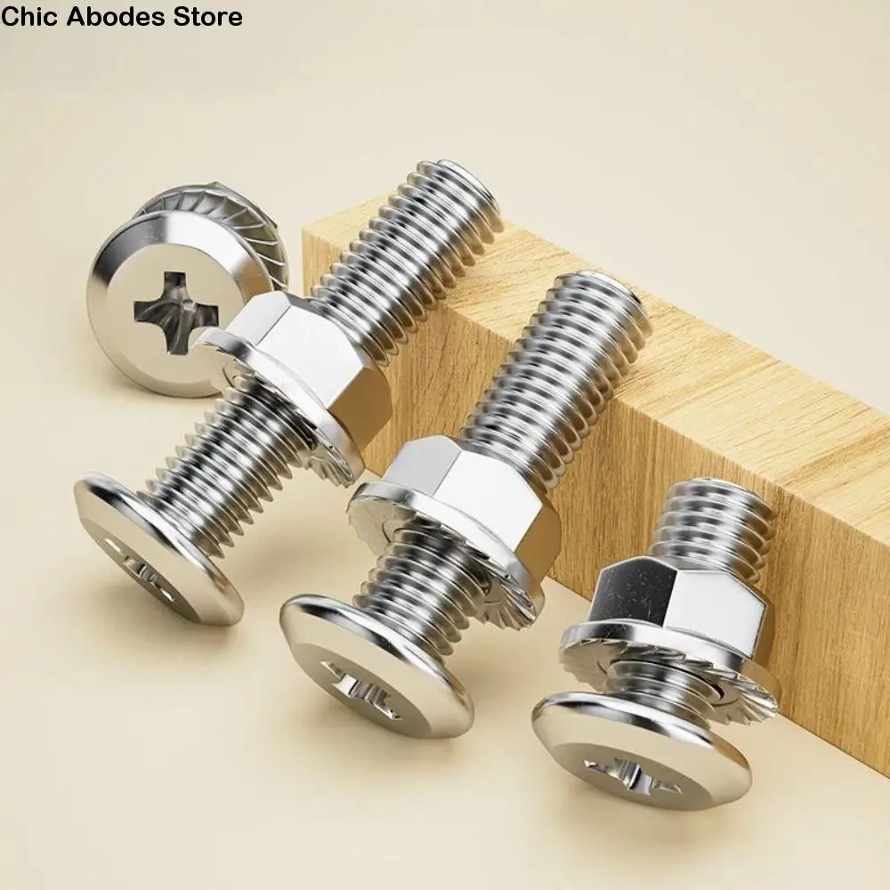 

M6 M8 304 Stainless Steel Screws Flat Washers Lock Washers Hex Head Screws Wafer Ultra Thin Bolts and Nut Set Machine Assembly