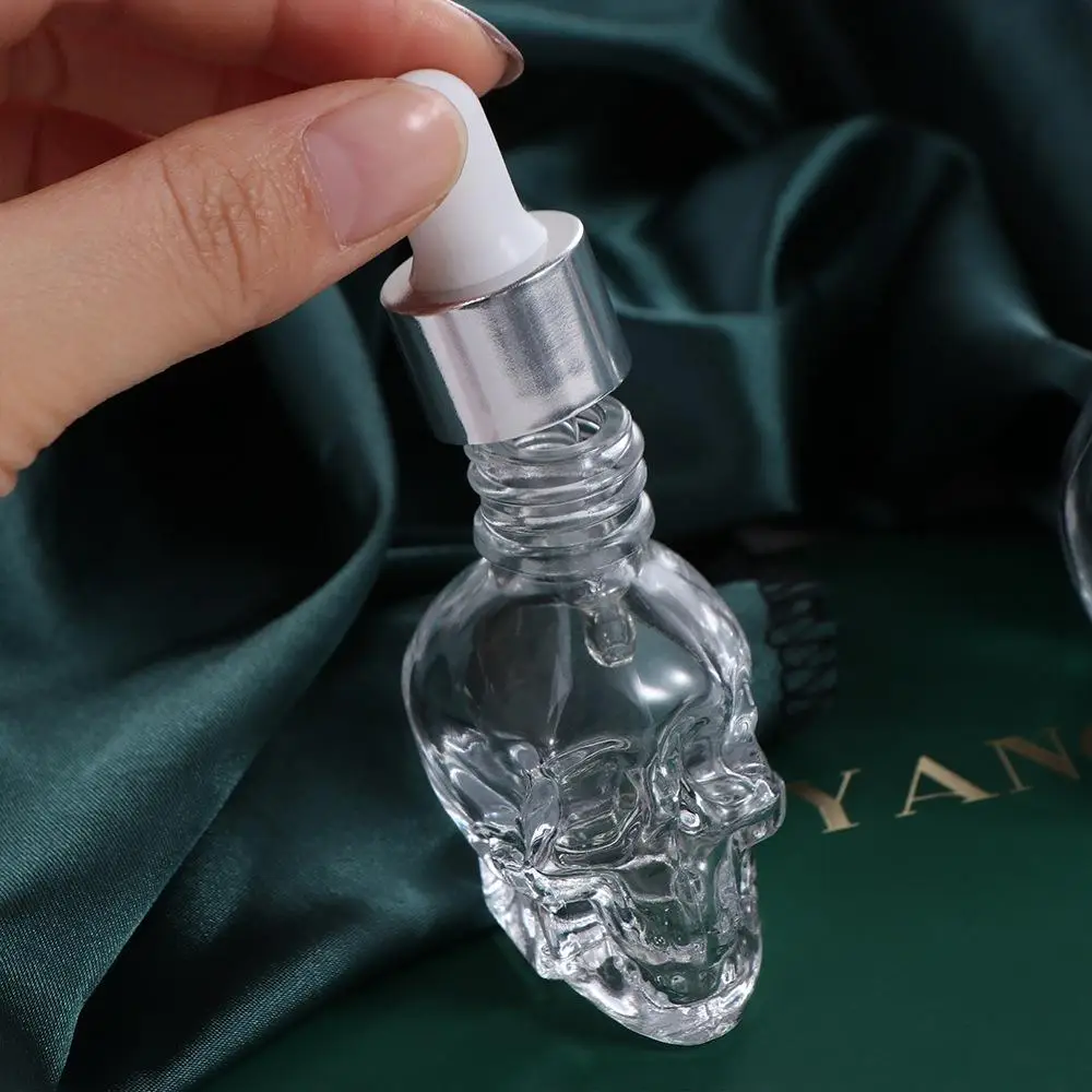 30ml 15ml skull shape glass dropper bottle for e-juice head glass liquid dropper