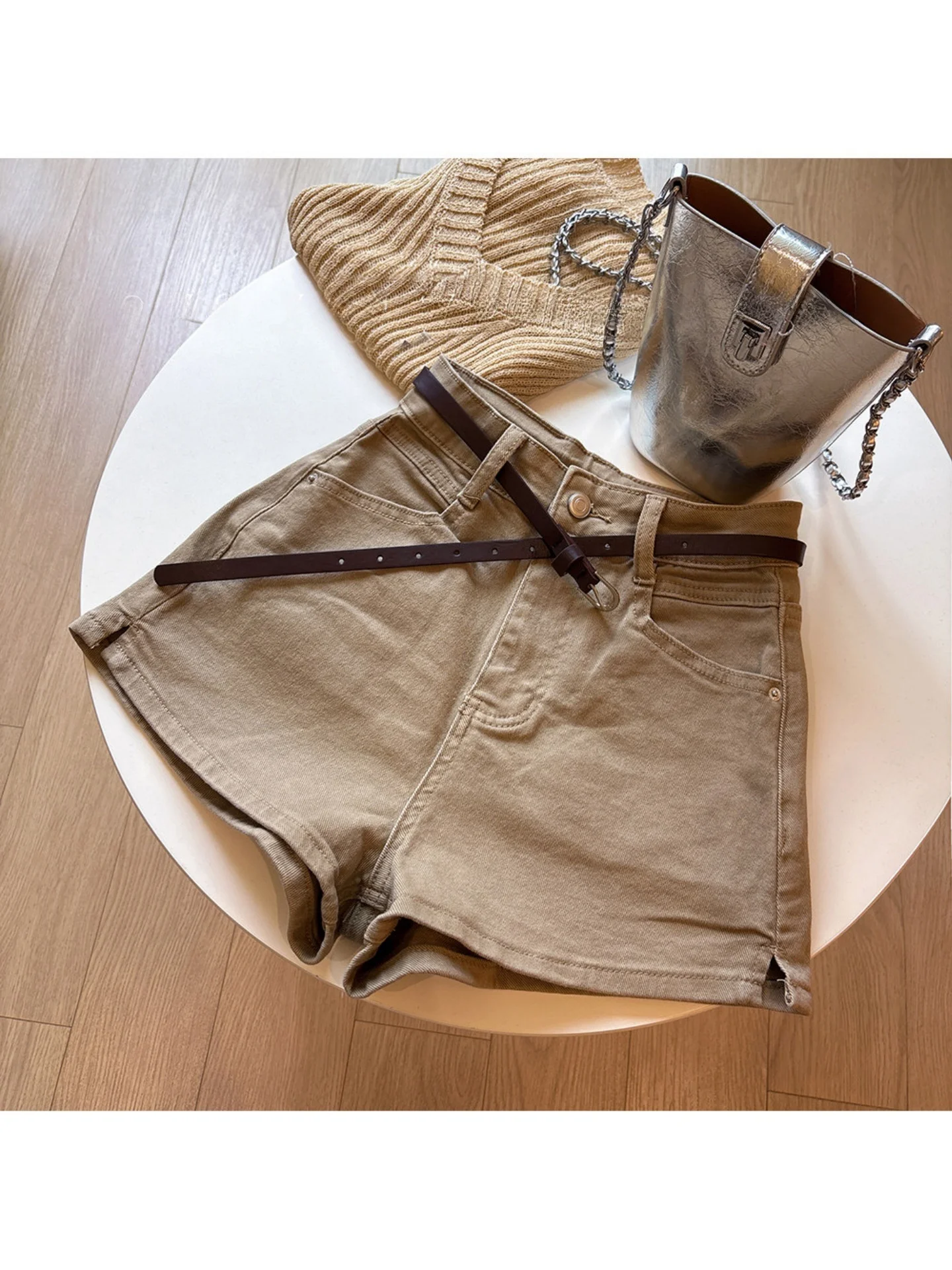 High Waist Cotton Denim Shorts Washed American Hot Girl Style Summer New White Enhancing Slimming Split Korean Fashion Ladies...