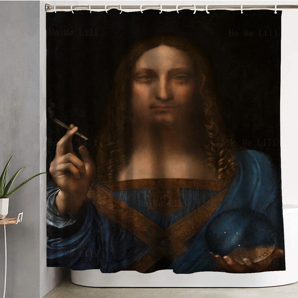 Psyche Opening The Golden Box Savior Jesus Smokes Funny Vintage Shower Curtain Fabric By Ho Me Lili For Bathroom Decor