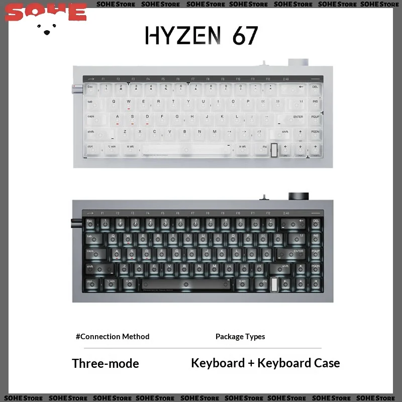 Teclado Mecânico Magnético Sem Fio Hyzen67 Tri-Mode para E-Sports e Jogos FPS, Acessórios com Switches Nexus, 0.01RT, Hot-Swap de Teclas Completas
