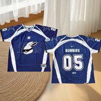 Bunnies Club Exo-Y2K Blue Fully Sublimated Short-sleeved Jersey Large Size Sports Jersey S-6XL Breathable Quick Dry Casual Tops