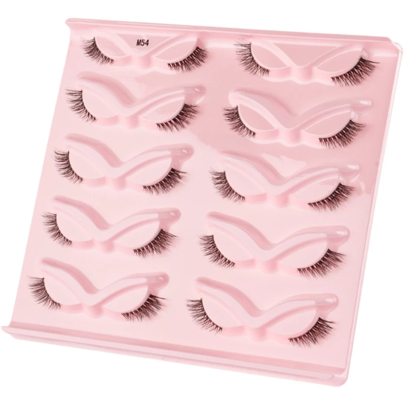 Y1UF Half Lashes Natural Wispy Cat-Eye Mink Lashes Flared-Curly Fake Eye Lashes Extensions 3D False Eyelashes for Daily Wear