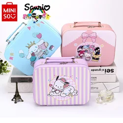 Miniso Sanrio-bolsa de maquiagem feminina impermeável, alta qualidade, desenhos animados fofos, bolsa de armazenamento para meninas, bolsa de lavagem elegante, nova, 2024