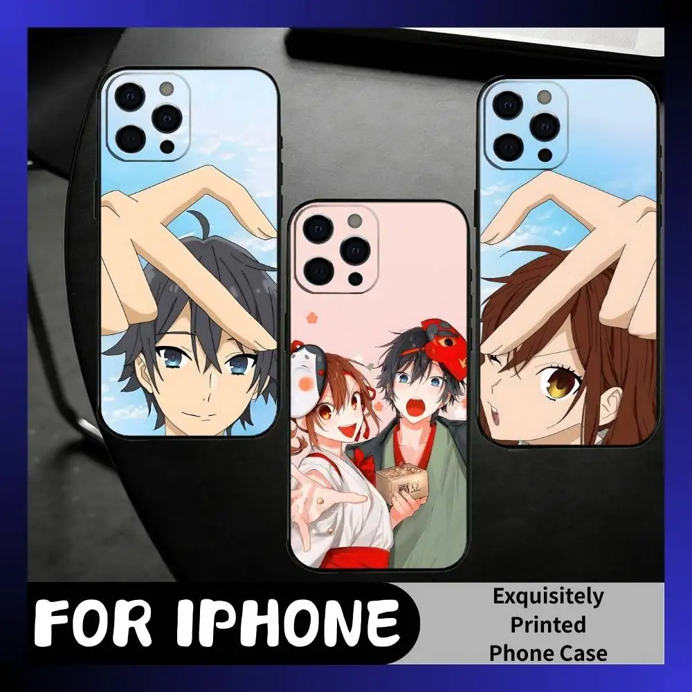 

For Couole Anime H-HoriMiya Printed Phone Case For iPhone17,16,15,14,13,12 Plus,Max Soft Silicone Black Cover