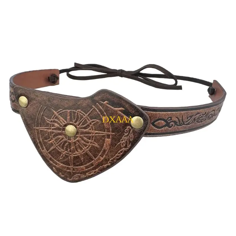 DXAA Medieval Embossed Eye Patches Vintage Leather Eye Covers Pirate Eye Patches For Men Halloween LARP Cosplay Accessories