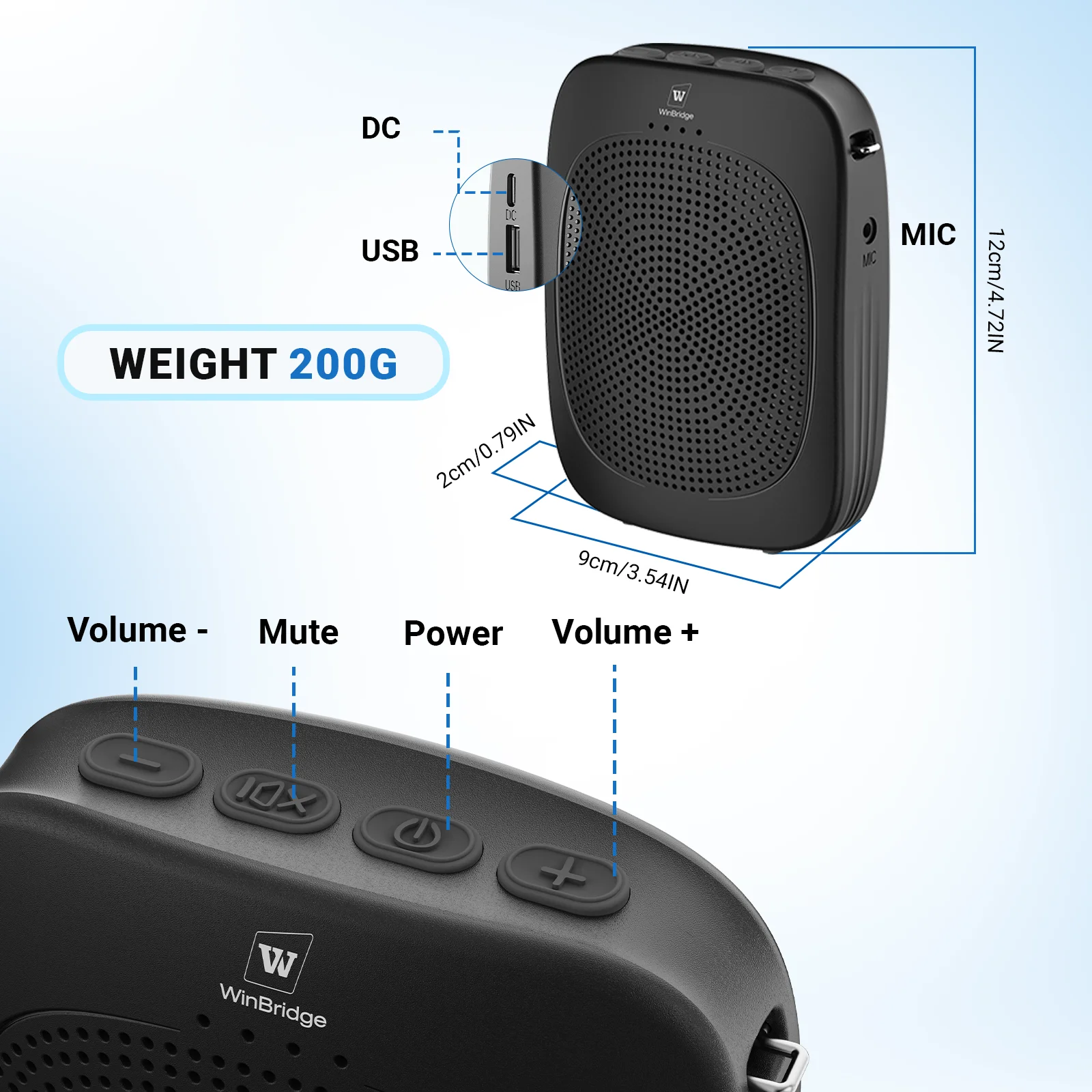 15W for 5.3 Wireless Voice Amplifier for Teachers with up to 15 Hours Playtime
