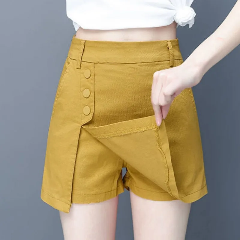 2024 Summer New High-waisted Casual Hakama Short Skirt Korean Version Slim Versatile Culottes Women's Wide-legged Loose Shorts