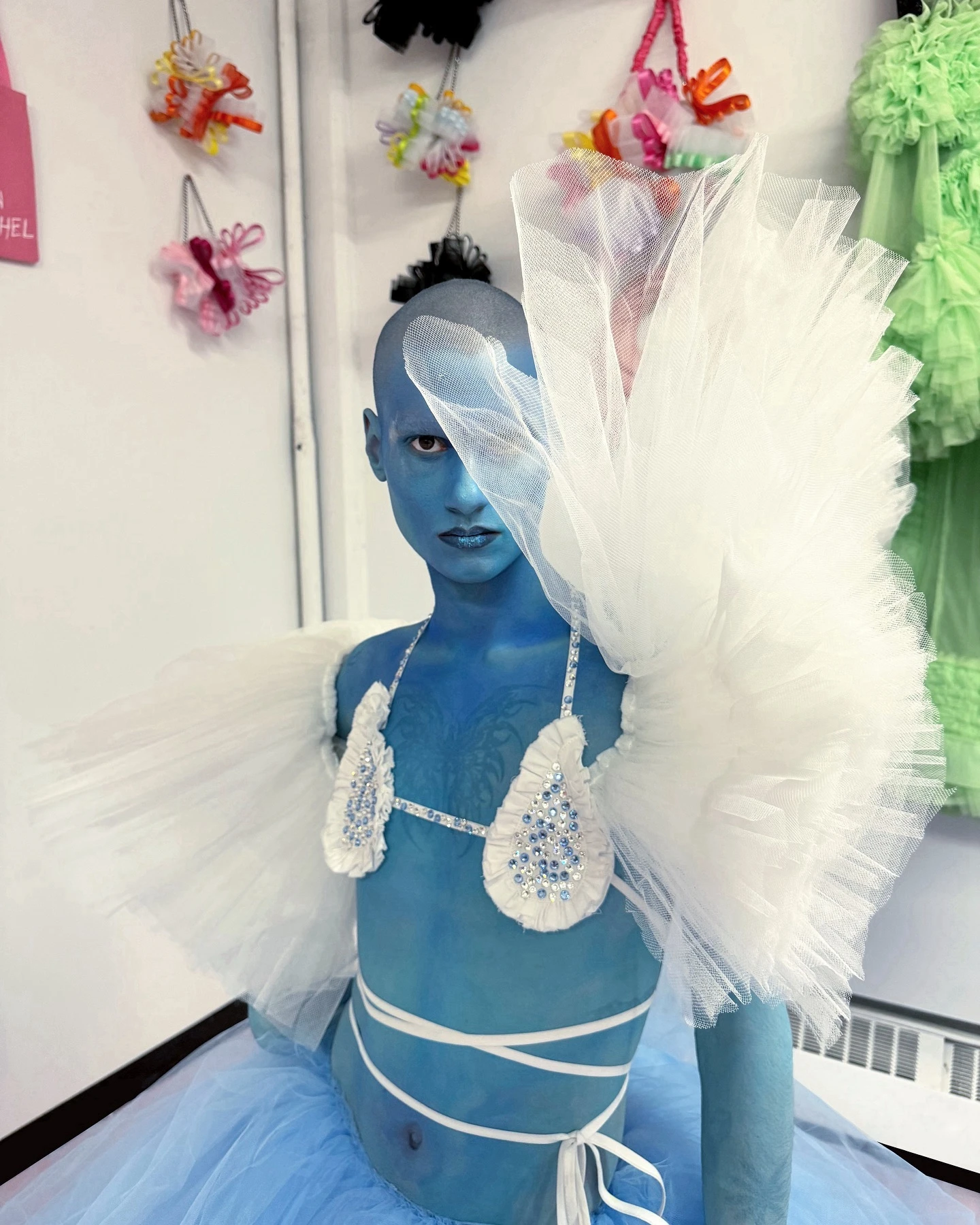 Niestandardowe niebieskie spódnice z falbanami z tiulu dla kobiet Extra Puffy Tiered Ruffle Long Formal Skirt Tutu Cake Party Skirt Real