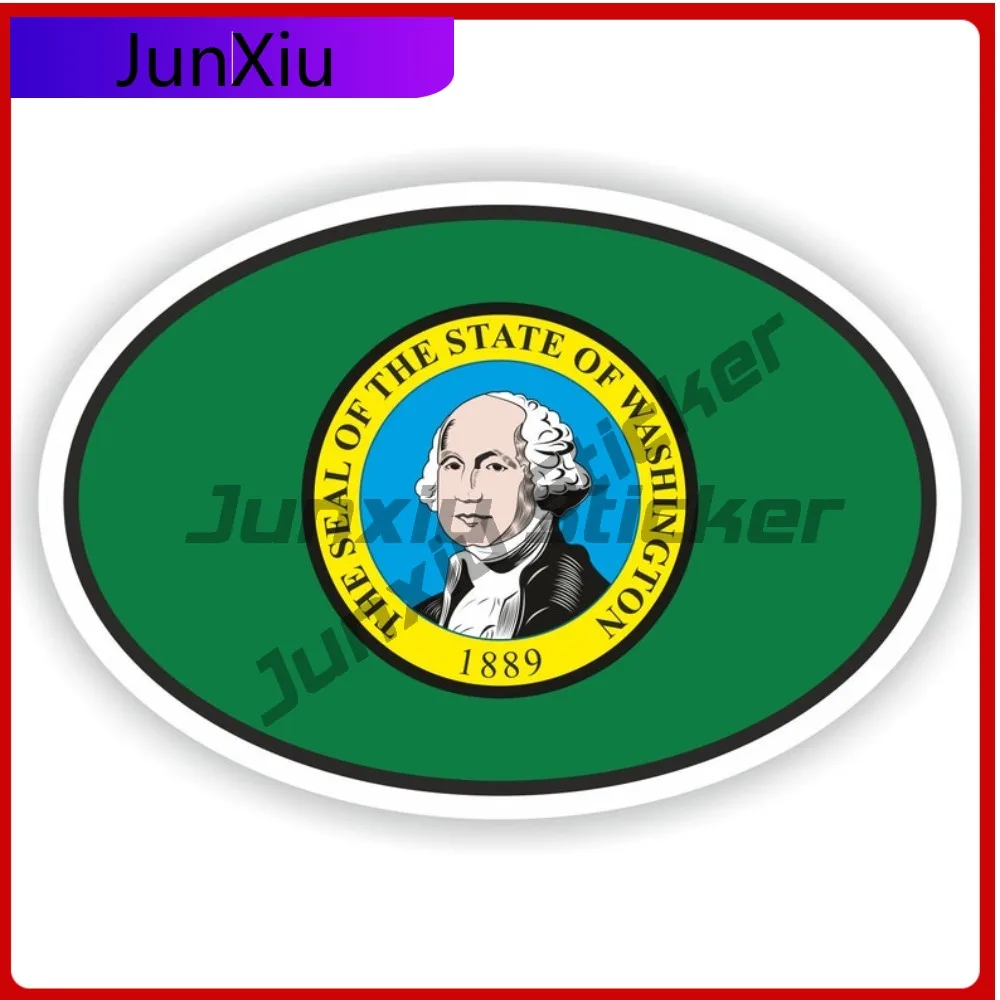 

Washington Usa Flag Oval Sticker Waterproof Decals For Car Accessories And Decal Caravan Sticker Suv Window Funny Decorations