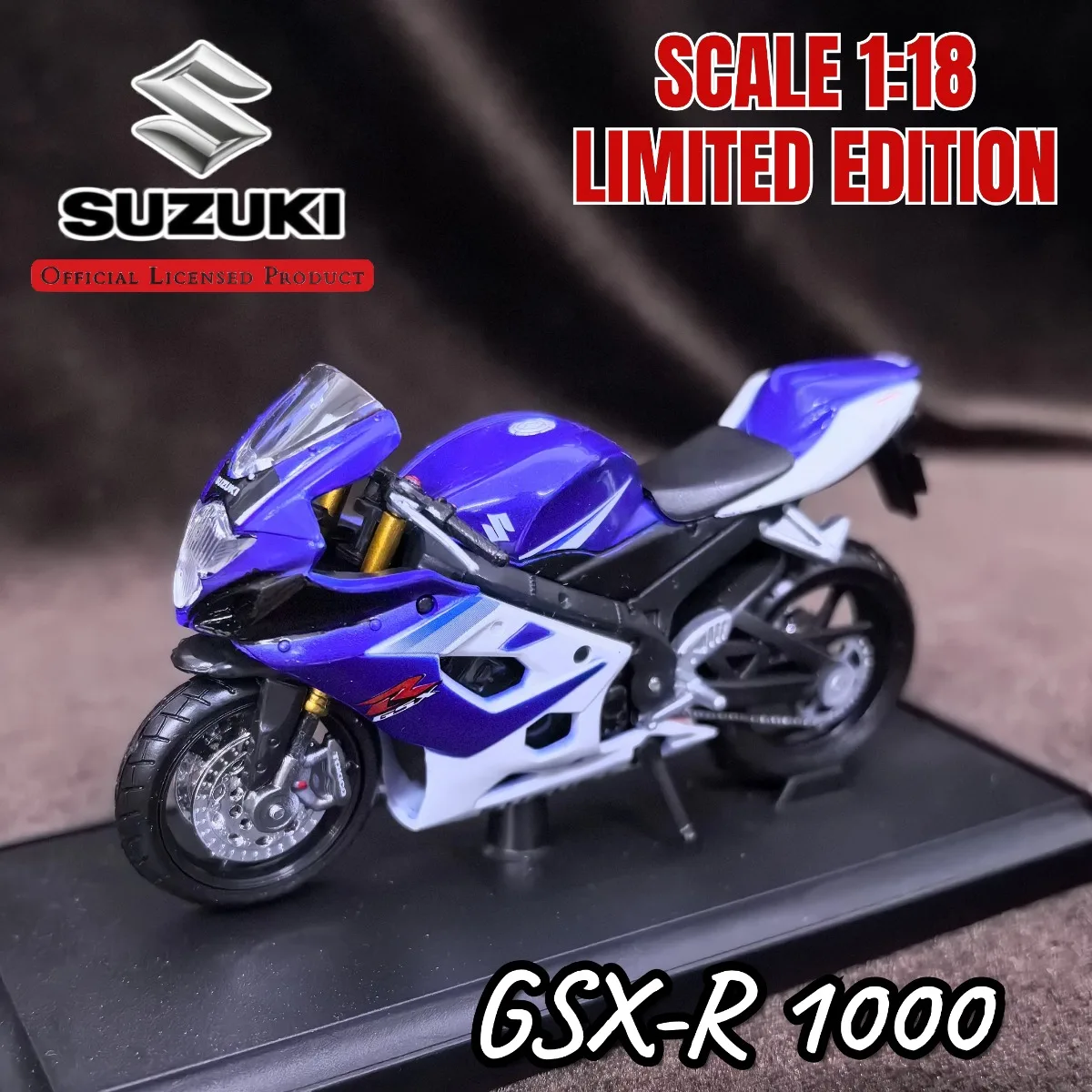 Modèle de Moto Suzuki GSX-R 1000, échelle 1:18, réplique de Mini véhicule de voiture de Moto, figurine Miniature, jouet cadeau de noël pour enfant