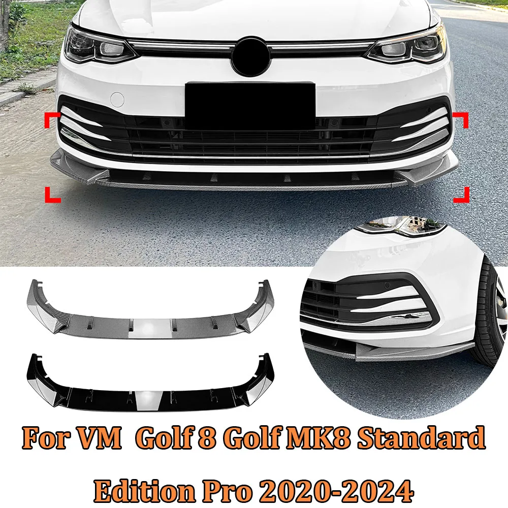 Car Front Bumper Lip Splitter Diffuser ABS Body Kit For VM  Golf 8 Golf MK8 Standard Edition Pro 2020-2024 Cars Exterior Parts