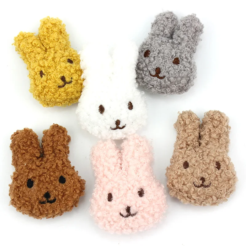 12 pz 5*7cm cartone animato peluche coniglio imbottito Appliques copricapo fai da te tornante artigianato Decor cappello borsa abbigliamento patch