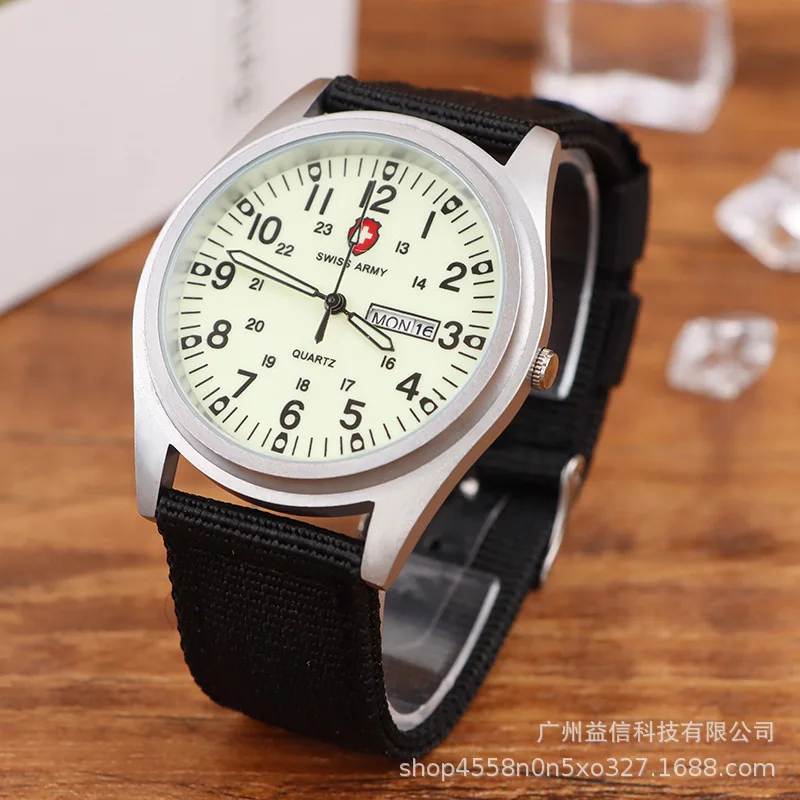 Simple กันน้ําไนลอนปฏิทินนาฬิกาผู้ชายเข็มขัดผู้ชายนาฬิกาผู้ชายกีฬากองทัพสไตล์นาฬิกา