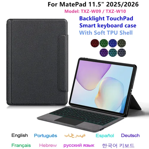 Imagen 1 del producto Teclado Táctil para Huawei MatePad 11.5 pulgadas 2025 TXZ-W09 W10, Funda con Teclado Retroiluminado para Tablet MatePad 11 5 2025 2026