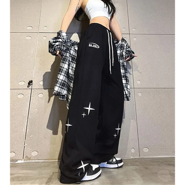 Y2K Joggers Sweatpants Women Streetwear Oversized Star Print Wide Leg Sports Pants Harajuku Black Baggy Casual Jogging Trousers AliExpress