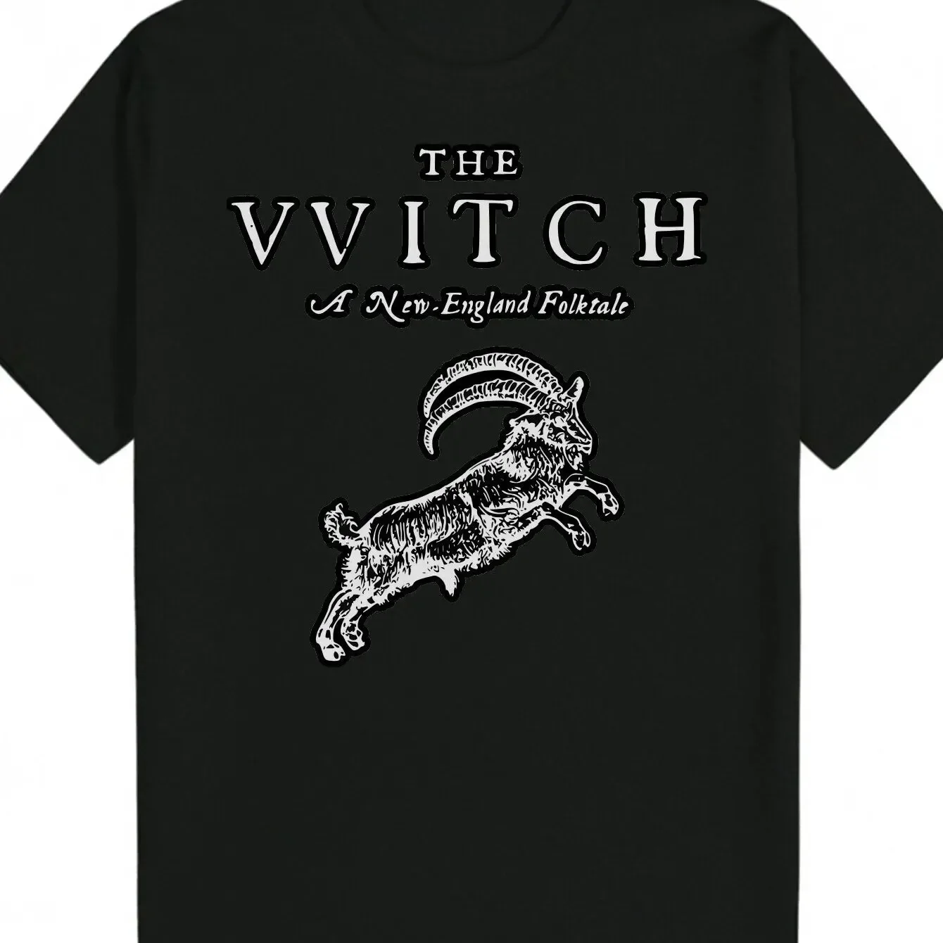 Herren-T-Shirt mit „The Witch“-Grafik aus 100 % Baumwolle für den Sommer, Vintage Y2K-Stil, schwarzes Kurzarm-Oberteil mit Ziegenmuster