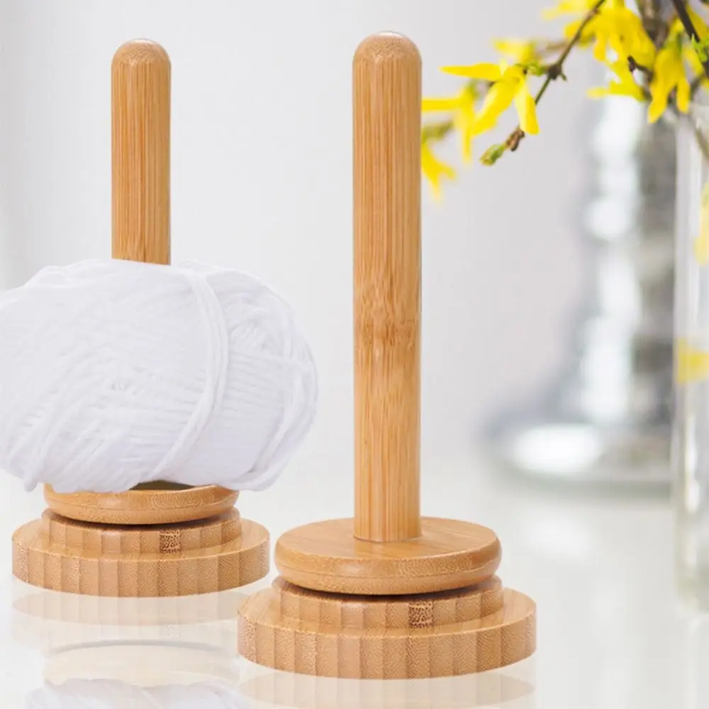 

Smooth Wooden Yarn Ball Holder Double Layer Design DIY Thread Holder Stand 360° Rotation Space-saving Yarn Dispenser