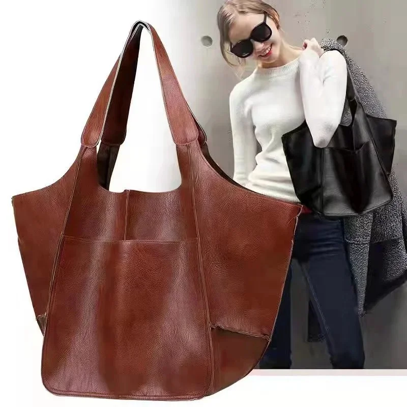 

Designer Bigger Beach Bag Simple Handmade Large Capacity Single Shoulder Tote Portable Women Handbag Rretro Big Shoping Purses