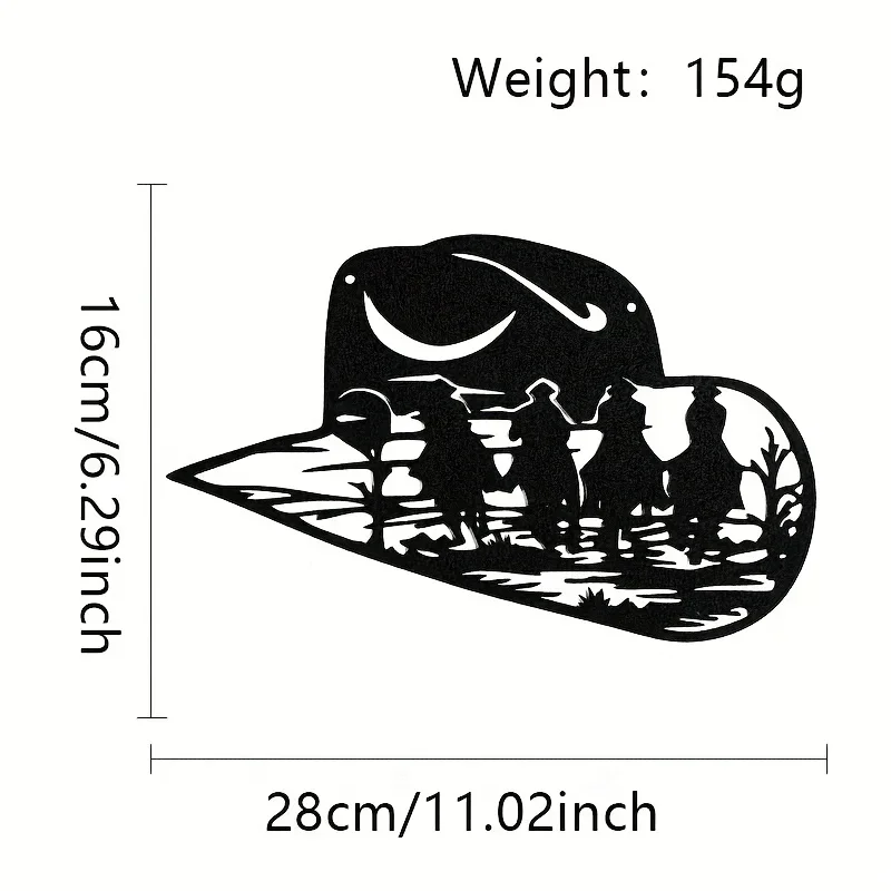 Kapelusz kowbojski dekoracja ścienna metalowa ściana wisząca idealna dekoracja dom, pokój, dom, scena, ściana, wystrój tła